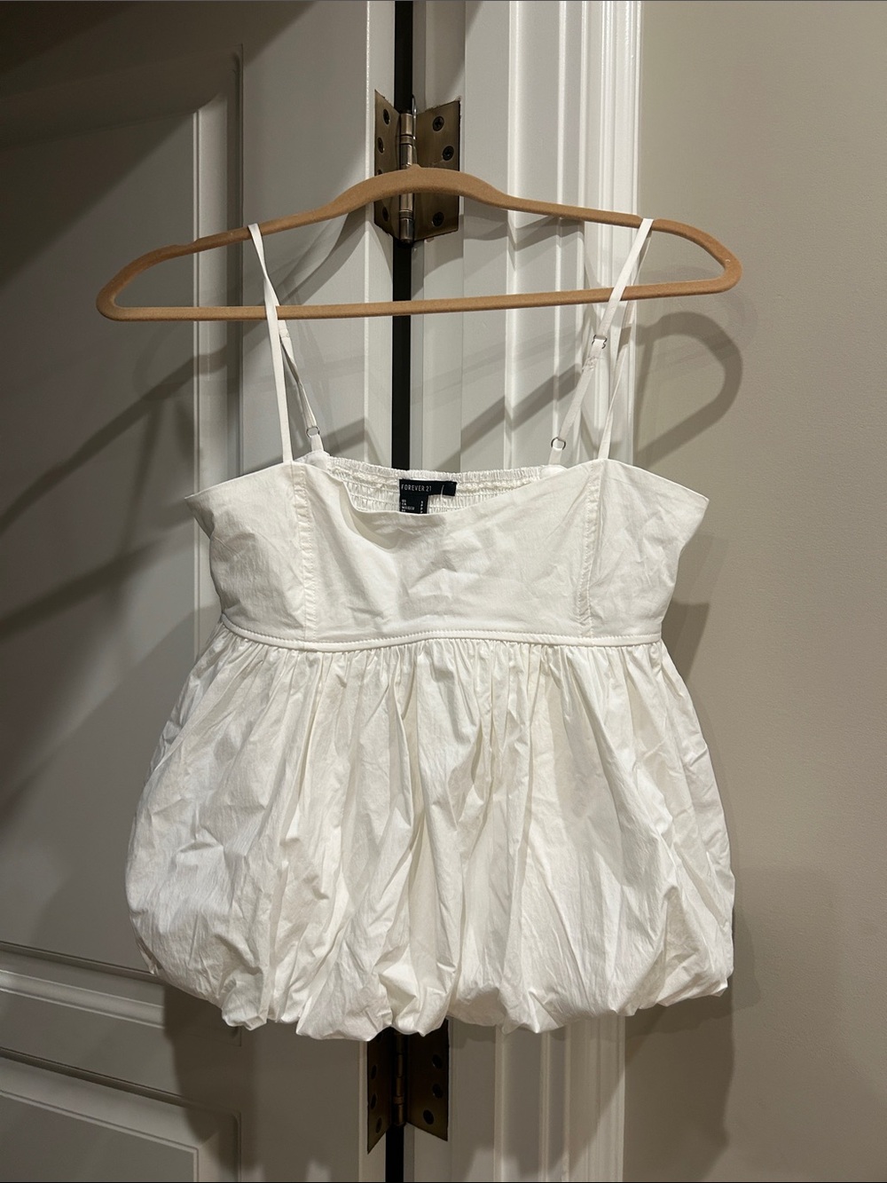 Forever 21 White Bubble-Hem Cami Top